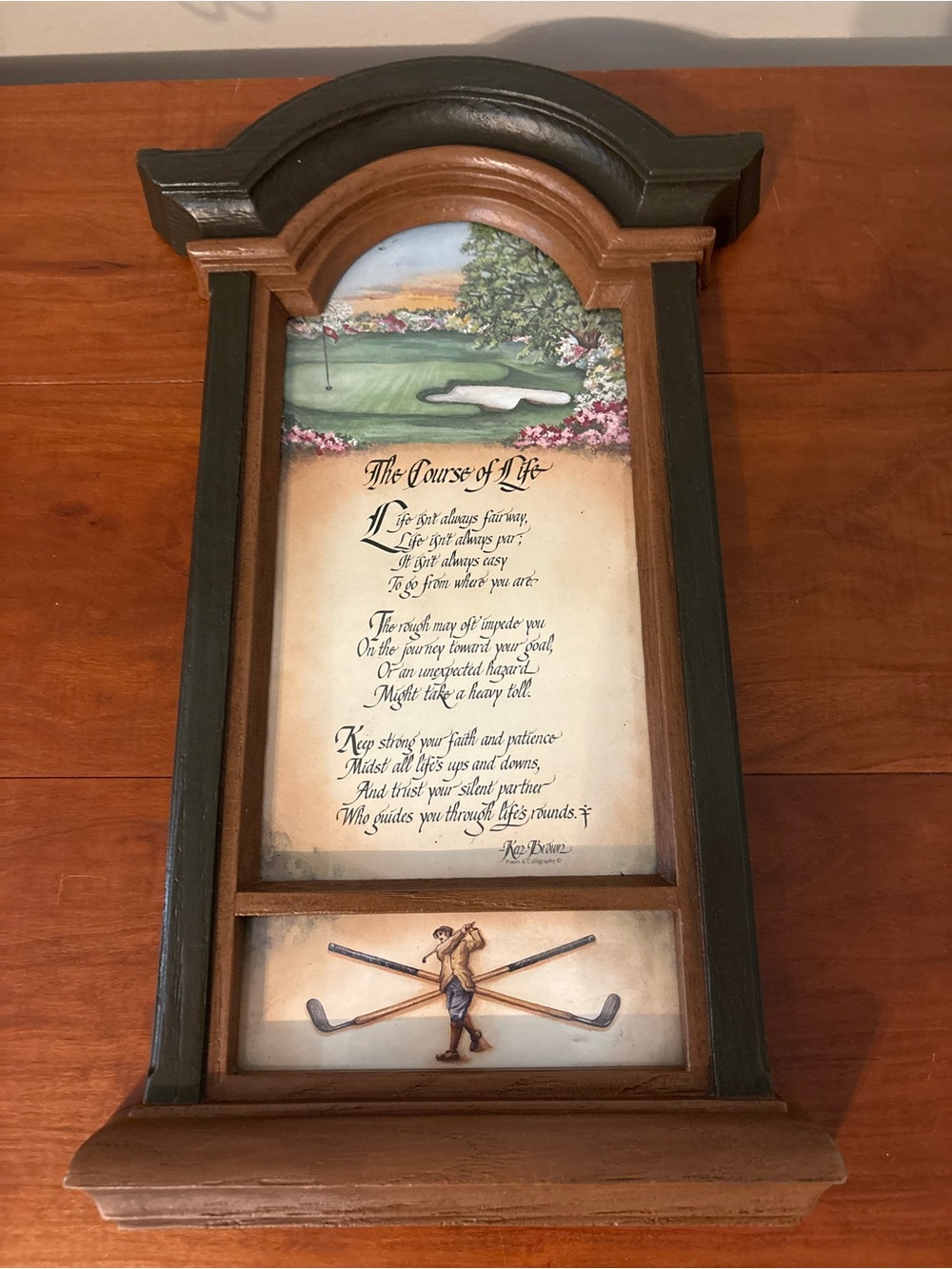 Golf The Course of Life Poem wood Wall Plaque Home Interiors 18”